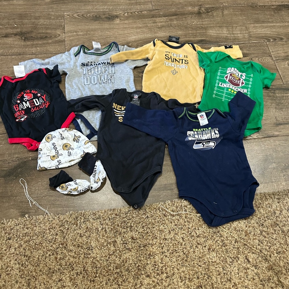 0-3M, 3-6M football onsies